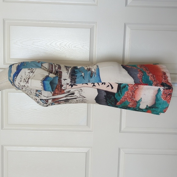 Carven Shirt Sleeve Japanese Multicolor Artistic Print Dress - Picture 4 of 8